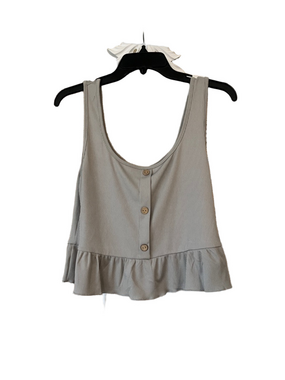 SHEIN Sage Ruffle Hem Button-Front Crop Tank